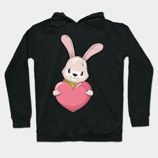 Valentine Heart with Cute Funny Rabbit Hoodie